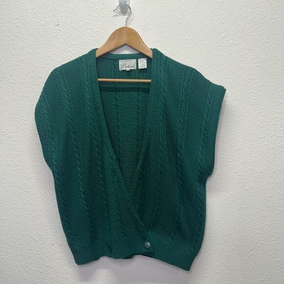 Bechamel Vintage Old Money Green Cable Knit Granny Sweater Women's Size Large - Picture 1 of 10